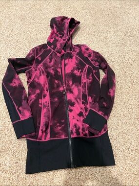 lululemon athletica Pink and Black Tie-Dye Zip Hoodie